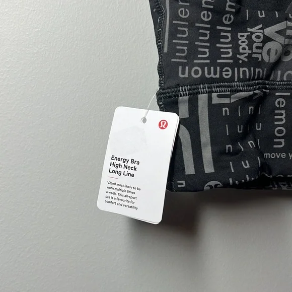 NWT Lululemon Energy High-Neck Longline Bra in Lululemon Ombre Black Multi SZ 4 - Picture 6 of 8